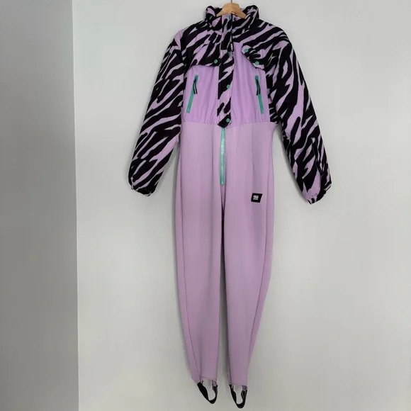 ASOS 4505 Ski Suit One Piece Snowsuit Purple Retro Stirrup Women’s US 8 - Picture 3 of 15